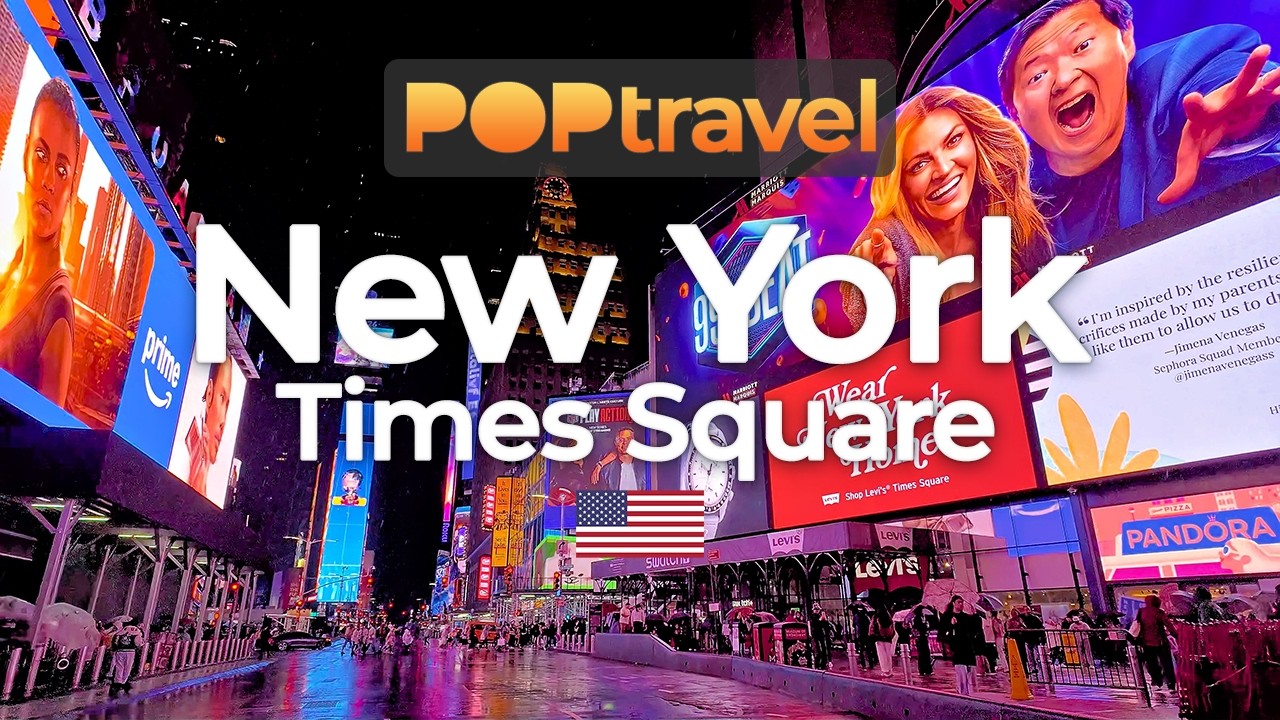 NEW YORK, USA - Times Square Rain - 4K HDR - Walking Tour