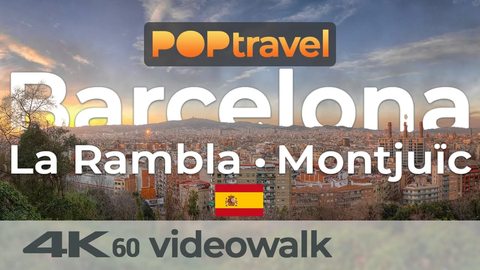 Walking in BARCELONA / Spain - La Rambla to Montjuïc - 4K 60fps (UHD) - Walking Tour