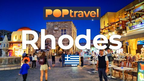 Walking in RHODES, Greece - Evening Tour - 4K - Walking Tour in Greece
